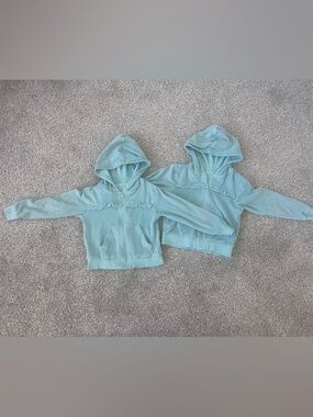 Ruffle Butts Pale Blue Hooded Zip Ruffle Jacket